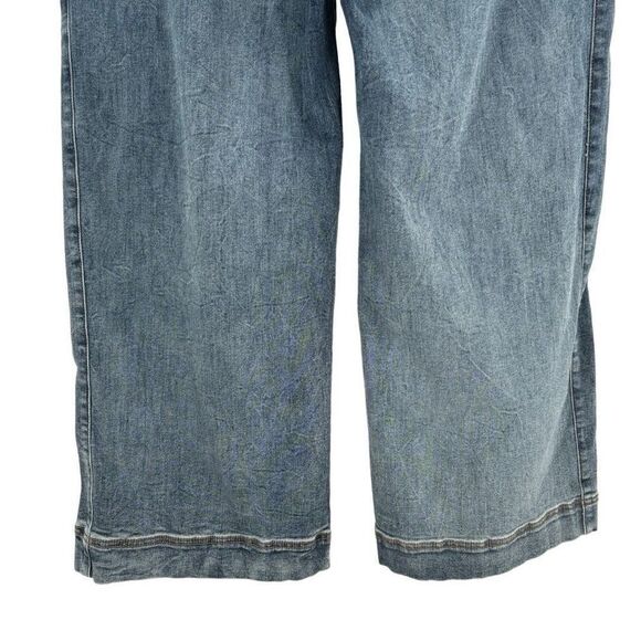 Lane Bryant Wide Leg Distressed Elastic Waist Pullon Jeans Size 18 - Picture 8 of 10